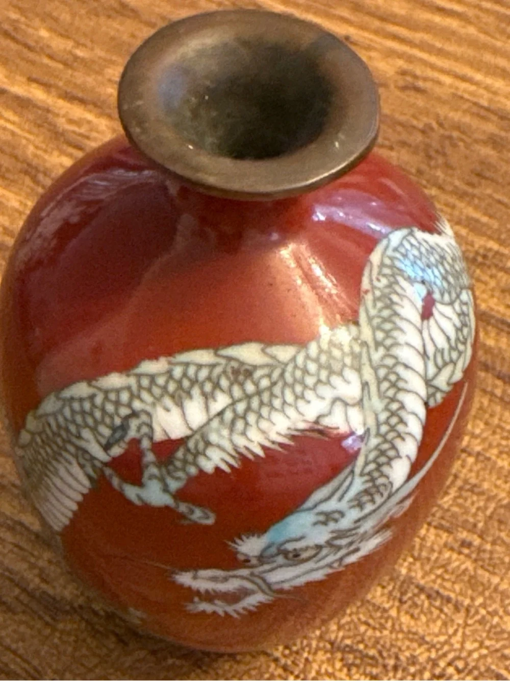Dragon Cloisonne Vase Japanese vintage 3.5” small 1900’s
